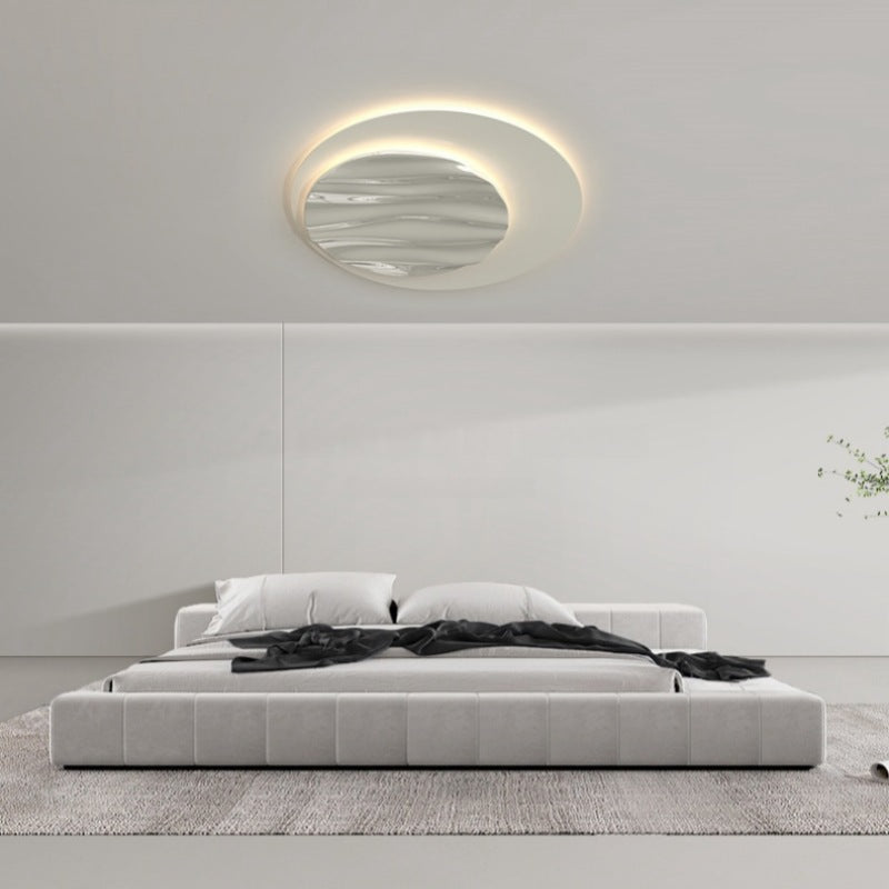 Modern Minimalist Aluminum Polycarbonate Round Ripple LED Flush Mount Ceiling Light For Bedroom