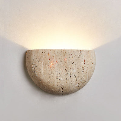 Traditional Japanese Oval Stone 1-Light Wall Sconce Lamp For Living Room