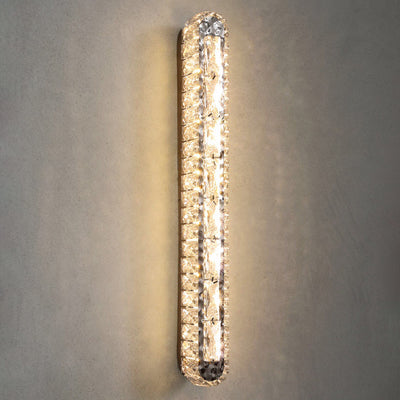 Modern Luxury Stainless Steel Crystal Elliptical Strip LED Wall Sconce Lamp For Living Room