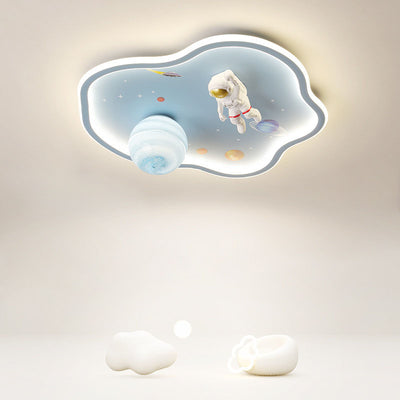 Contemporary Creative Cartoon Planet Spaceman Acrylic LED Kids Flush Mount Ceiling Light For Living Room