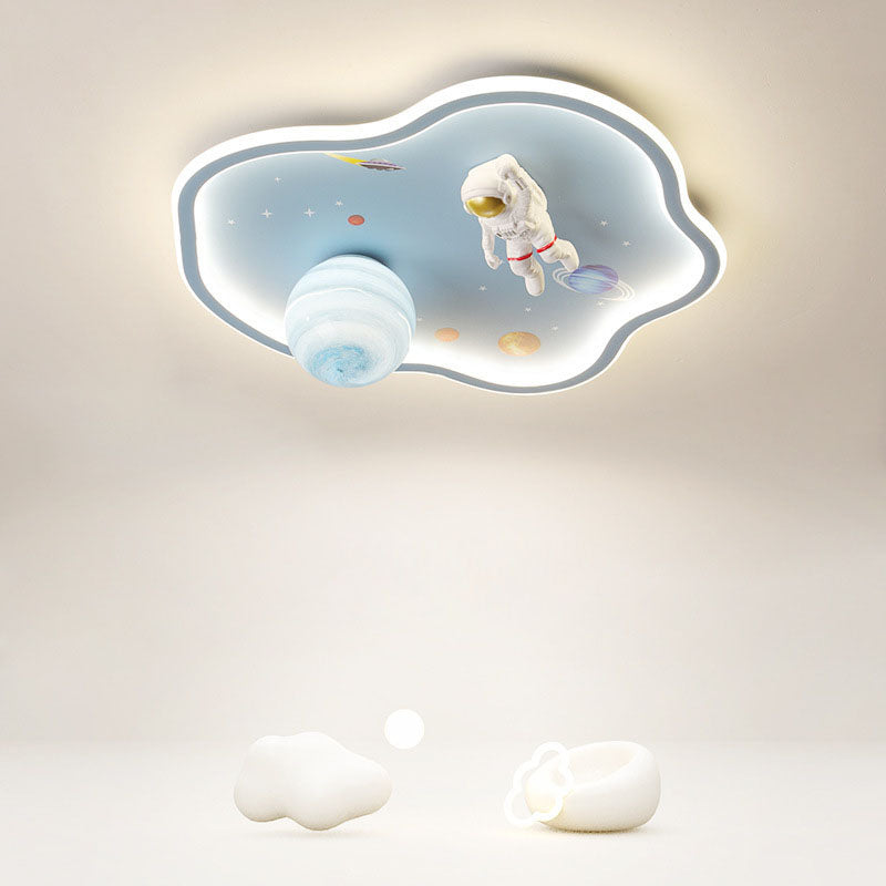 Contemporary Creative Cartoon Planet Spaceman Acrylic LED Kids Flush Mount Ceiling Light For Living Room