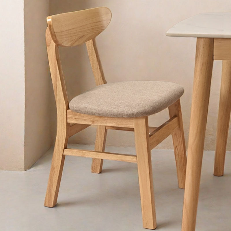 Modern Minimalist Square Bent Backrest Wood Fabric Dining Chair For Dining Room