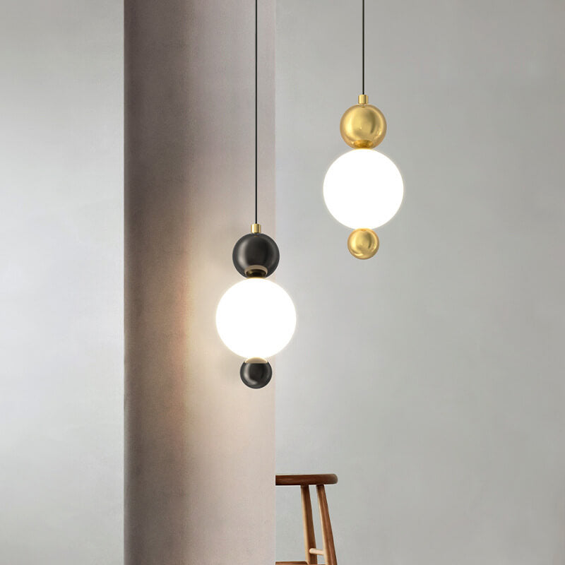 Minimalist Light Luxury Glass Ball String Copper LED Pendant Light