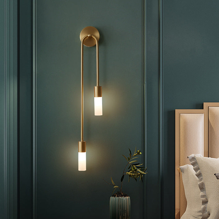 Contemporary Nordic Copper Acrylic Cylinder Ball 1/2/4 Light Wall Sconce Lamp For Living Room