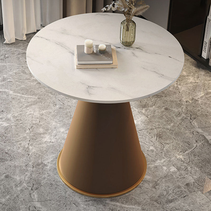 Contemporary Luxury Round Sintered Stone Top Metal Base Coffee Table For Living Room