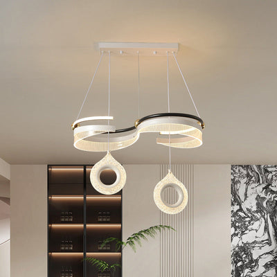 Contemporary Scandinavian Iron Aluminum Acrylic Round Semicircle LED Chandelier For Living Room