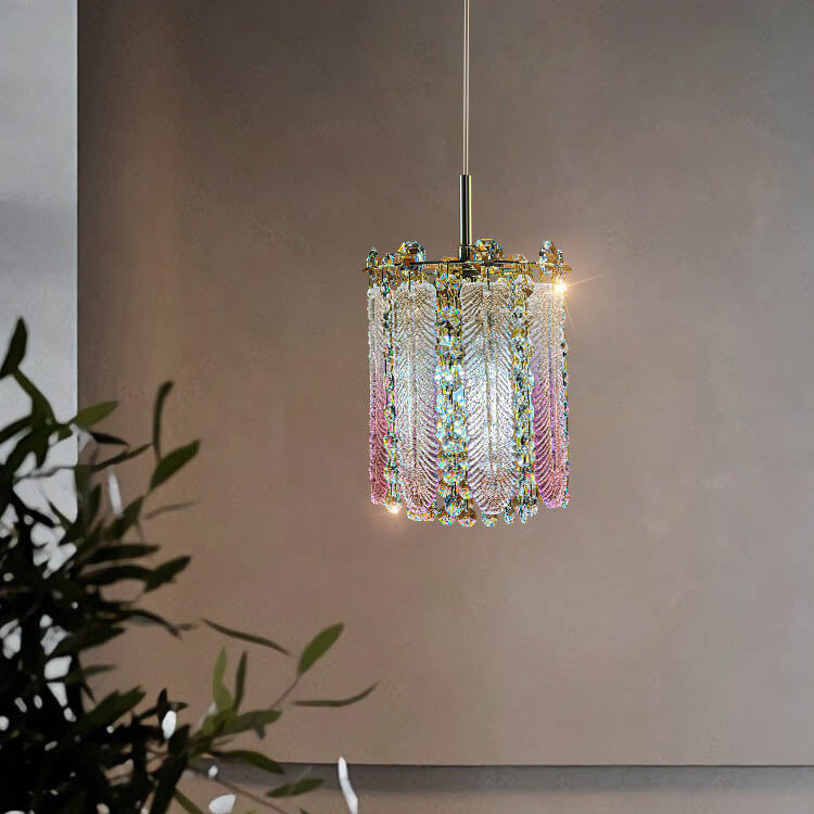 Modern Creative Crystal Cylinder 1-Light Pendant Light For Living Room