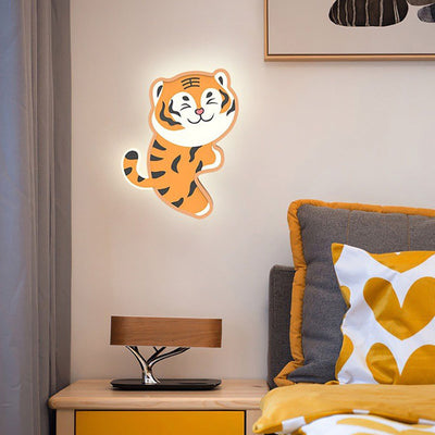 Contemporary Nordic Cartoon Rabbit Tiger Acrylic Design Iron LED Wall Sconce Lamp For Living Room