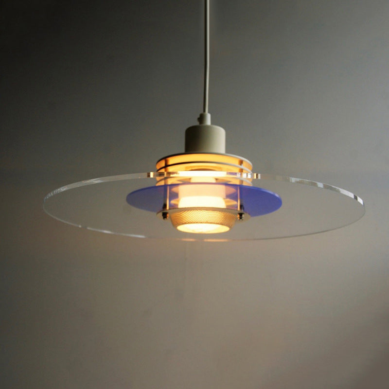 Contemporary Scandinavian Round Flying Saucer Hardware Glass 1-Light Pendant Light For Living Room