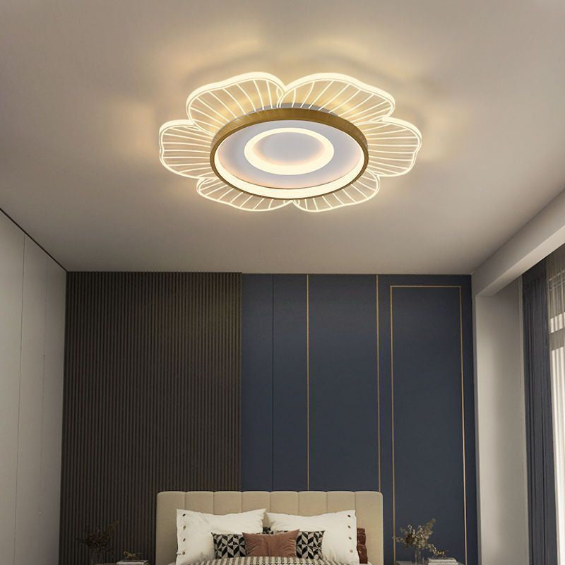 Modern Minimalist Floral Aluminum Acrylic LED Flush Mount Ceiling Light For Living Room