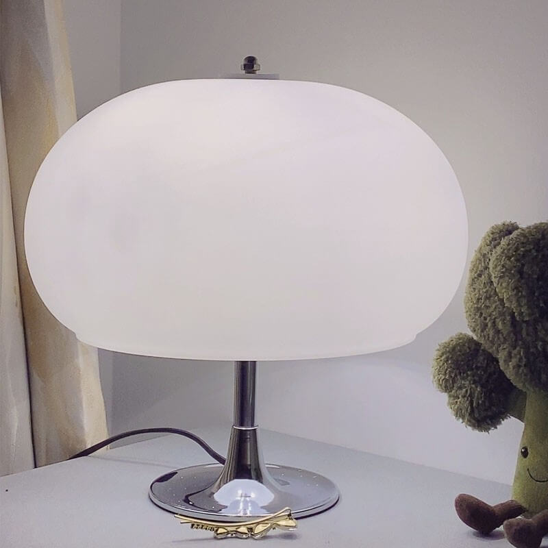 Modern Minimalist Oval Mushroom Iron Glass 3-Light Table Lamp