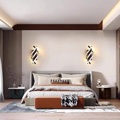 Modern Minimalist Spiral Line Aluminium Acrylic Silicone LED Wall Sconce Lamp For Bedroom