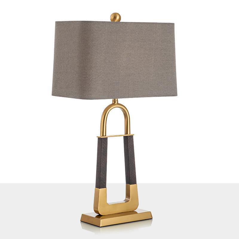 Modern Minimalist Triangle Rectangle Hardware Fabric 1-Light Table Lamp For Bedroom