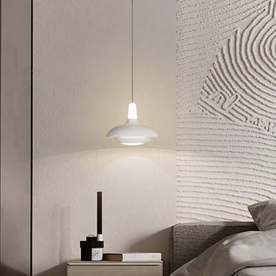 Modern Minimalist Round Dome Flying Saucer Aluminum Iron PC LED Pendant Light For Bedroom