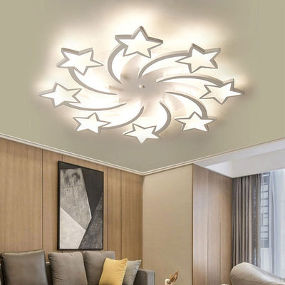 Modern Minimalist Star Hardware Acrylic LED Semi-Flush Mount Ceiling Light For Living Room