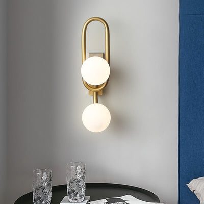 Lampe murale moderne de luxe simple en fer doré à 2 lumières avec haricots magiques 