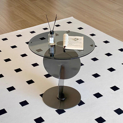 Modern Art Deco Round Combine Design Glass Metal End Table For Living Room