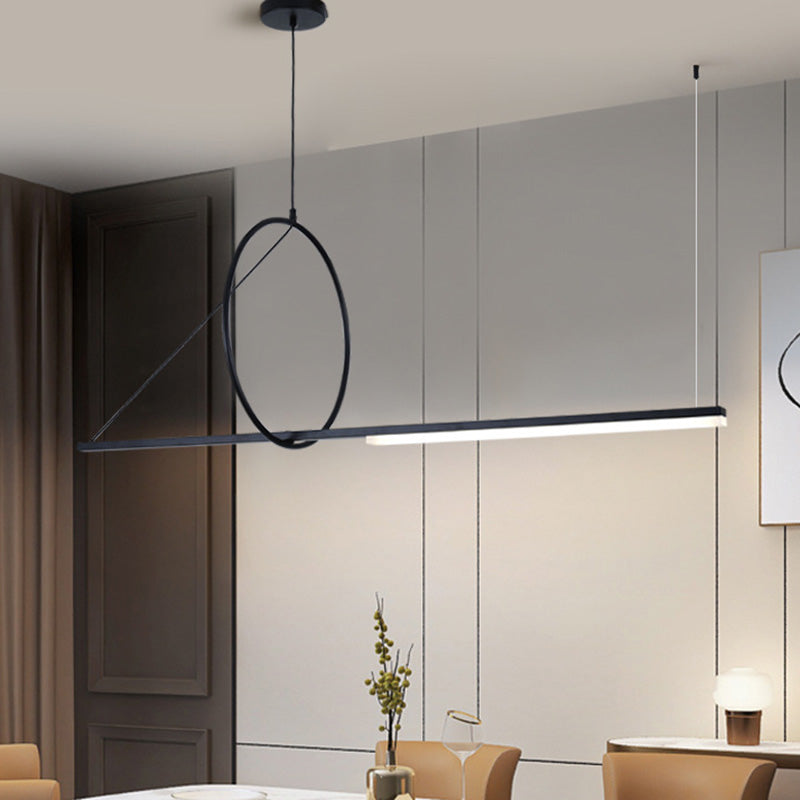 Modern Minimalist Long Strip Aluminum Acrylic LED Island Light Pendant Light For Living Room