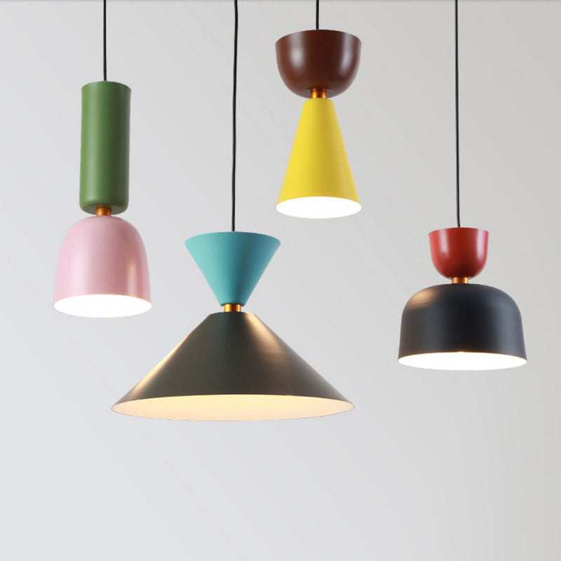 Modern Macaron Colorful Geometric Polygons Iron 1-Light Pendant Light