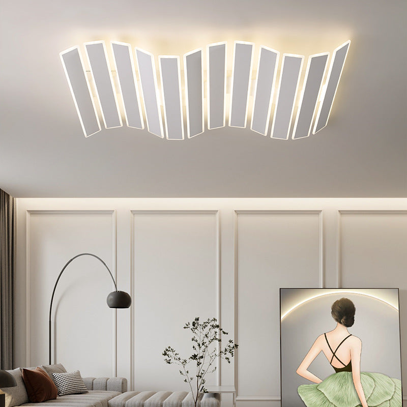 Contemporary Simplicity Acrylic Striped Fish Bone Shape LED Flush Mount Ceiling Light For Living Room