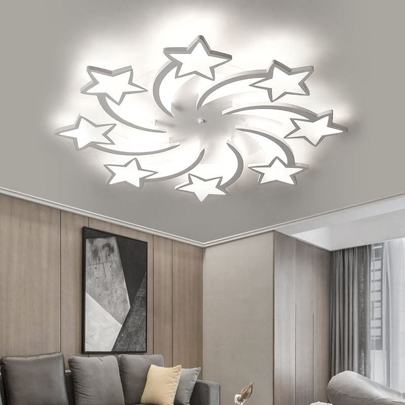 Modern Minimalist Star Hardware Acrylic LED Semi-Flush Mount Ceiling Light For Living Room