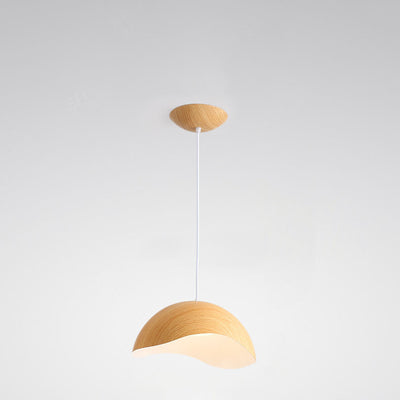 Lumière pendante contemporaine scandinave de vague de dôme de fer de grain de bois LED pour la salle à manger 