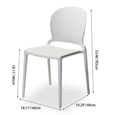 Contemporary Nordic Curved Square PP Dining Chair Backrest Armless For Dining Room