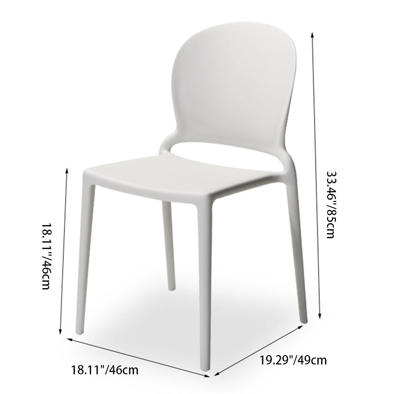 Contemporary Nordic Curved Square PP Dining Chair Backrest Armless For Dining Room