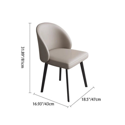 Modern Minimalist Leather Wood Carbon Steel Sponge Square Elliptical Curved Dining Chair Backrest For Dining Room