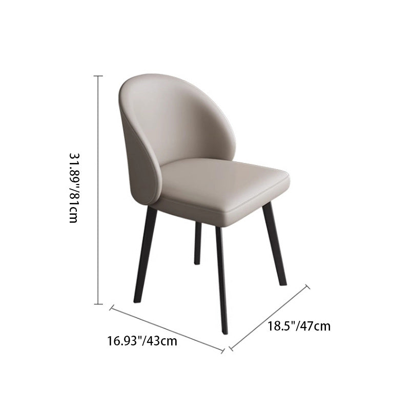 Modern Minimalist Leather Wood Carbon Steel Sponge Square Elliptical Curved Dining Chair Backrest For Dining Room