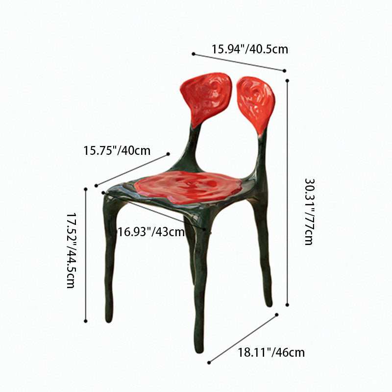 Modern Art Deco Rose Square FRP Composite Dining Chair Backrest Armless For Dining Room