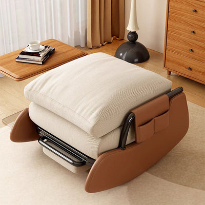 Modern Simplicity Corduroy Cotton Sponge Leather Wood Carbon Steel Square Recliner Foldable Backrest Footrest For Bedroom