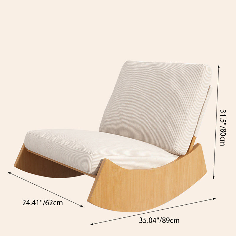 Contemporary Nordic Square Corduroy Sponge Wood Recliner Footrest Backrest For Living Room