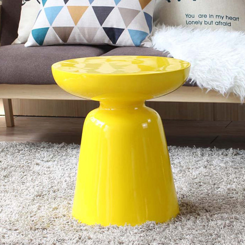 Contemporary Scandinavian Round Disc Column Fiberglass End Table 1-Tier For Living Room