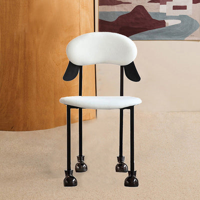 Contemporary Creative Puppy Shape Velvet Upholstered Stainless Steel Frame Chair Open Back Armless For Living Room