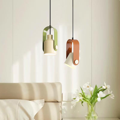 Contemporain Nordic Crème Fer Matériel Rond Réglable 1-Lumière Suspension Pour Salon 