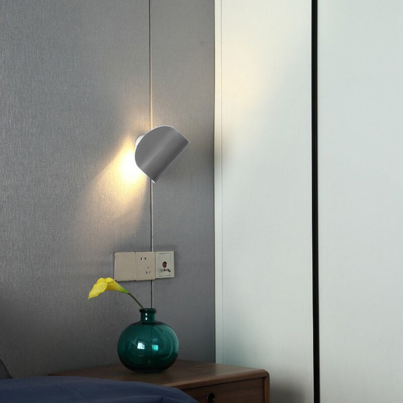 Modern Minimalist Curved Arc Iron 1-Light Wall Sconce Lamp