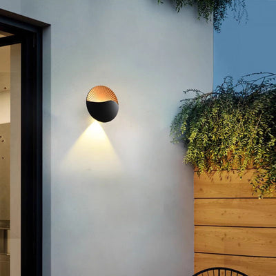 Modern Minimalist Waterproof Round Shell Aluminum LED Outdoor Wall Sconce Lamp For Garden