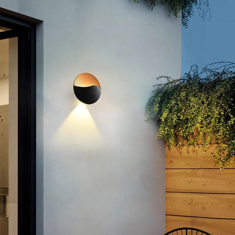 Modern Minimalist Waterproof Round Shell Aluminum LED Outdoor Wall Sconce Lamp For Garden