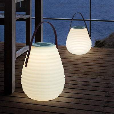 Lanterne solaire à rayures en cuir imperméable, minimaliste et moderne, cylindre en PE, Portable, éclairage paysager à LED, lumière extérieure pour Patio extérieur 