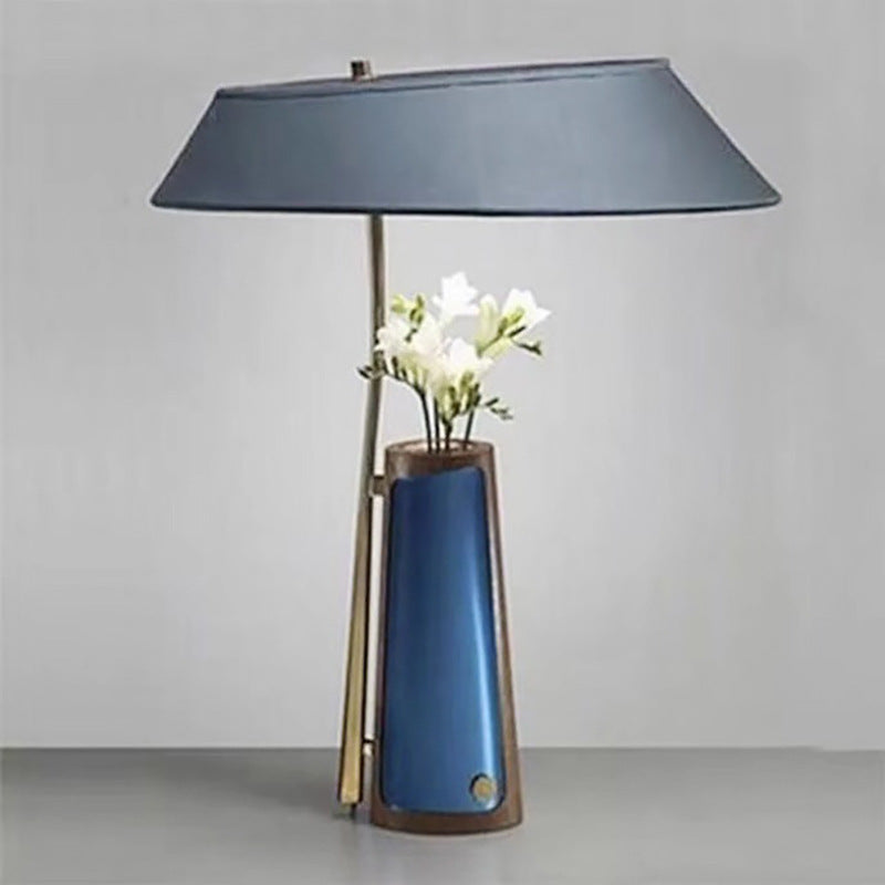 Contemporary Creative Cylinder Vase Base Hardware Fabric 1-Light Table Lamp For Living Room