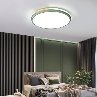 Modern Minimalist Round Circle Iron Acrylic LED Flush Mount Ceiling Light For Bedroom