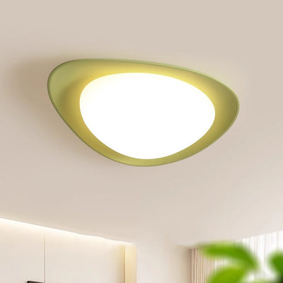 Modern Minimalist Cobblestone Elliptical Resin PE LED Flush Mount Ceiling Light For Bedroom