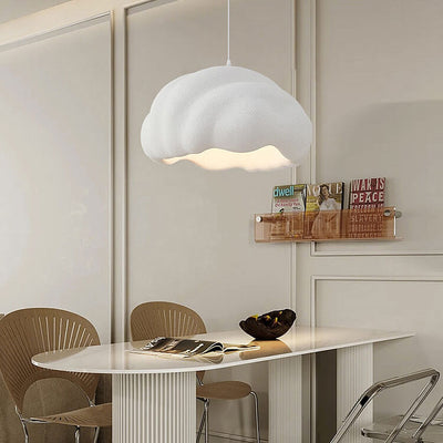 Lampe suspendue à 1 lumière en polystyrène de forme spéciale de style crème simple nordique 