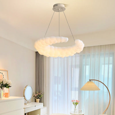 Modern Minimalist Iron Moon PE LED Pendant Light For Bedroom