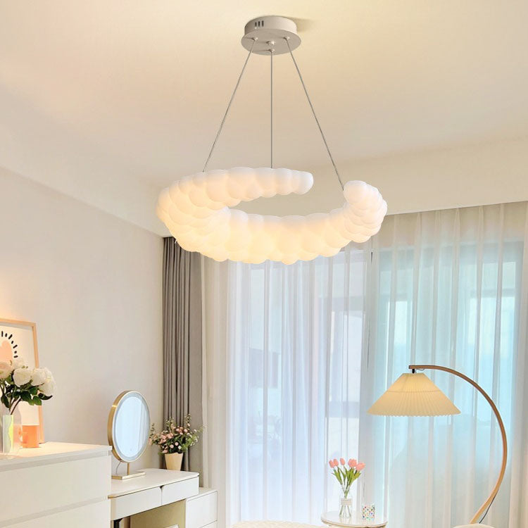 Modern Minimalist Iron Moon PE LED Pendant Light For Bedroom