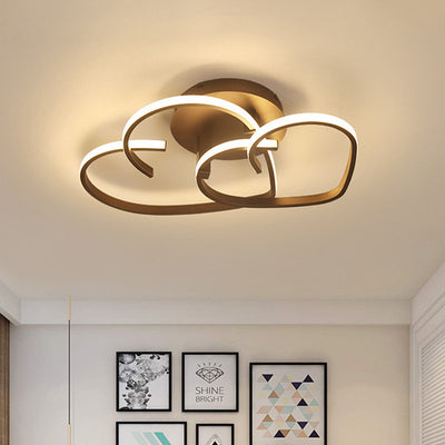 Contemporary Creative Heart Shape Acrylic Strip Iron LED Semi-Flush Mount Ceiling Light For Living Room