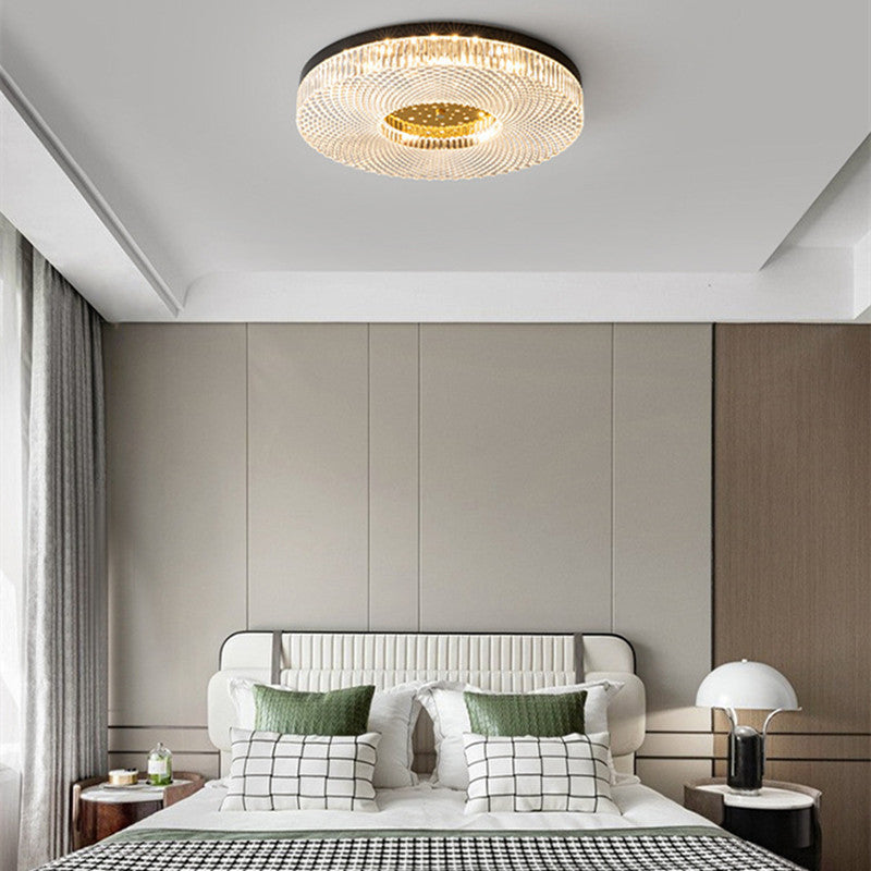 Modern Minimalist Round Copper Acrylic LED Flush Mount Ceiling Light For Bedroom