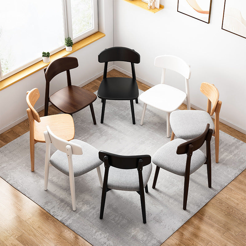 Modern Minimalist Square Leather Fabric Solid Wood Dining Chair Backrest For Dining Room