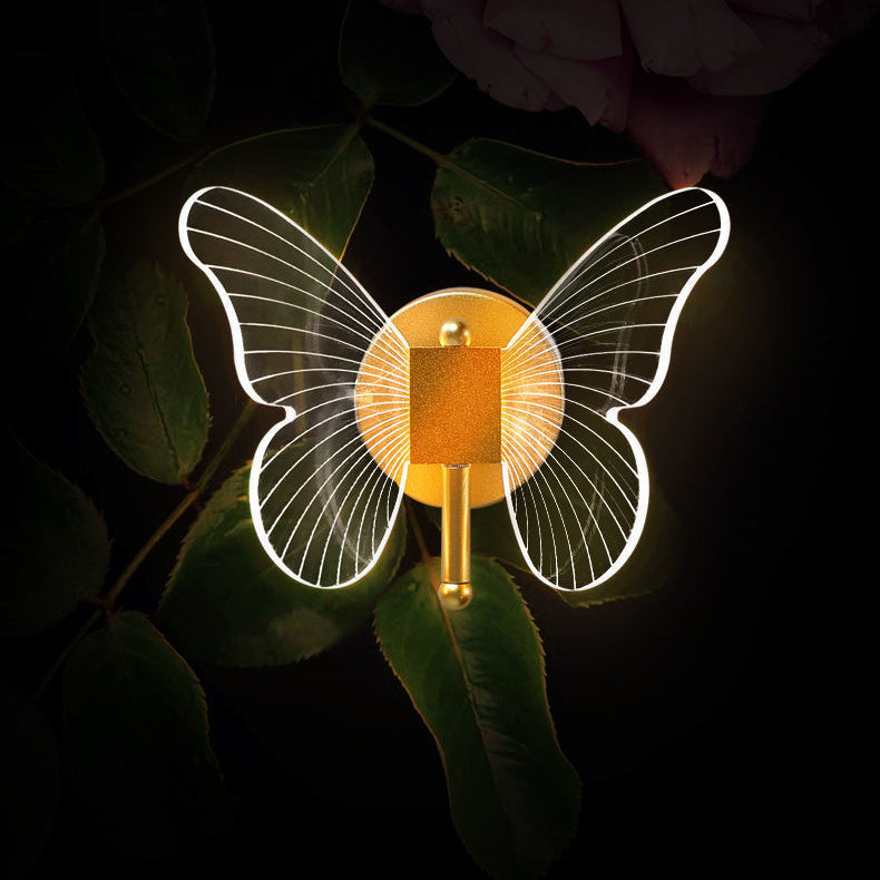 Contemporary Creative Butterfly Acrylic Iron LED Wall Sconce Lamp For Bedroom